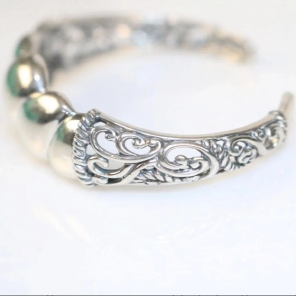 NEW Carolyn Pollack Sterling Silver Statement Scroll Wide Bracelet in the Box